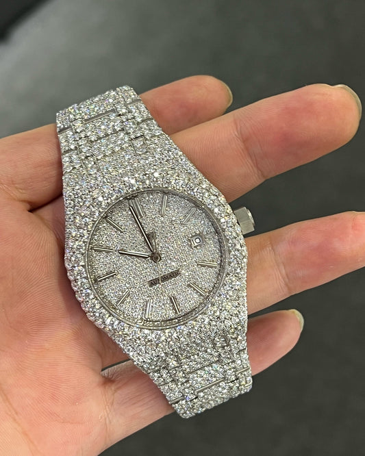 VVS1 D Moissanite Diamond Watch | Automatic Movement Watch | Fully Iced out Watch | Stainless Steel Watch | Moissanite Studded Diamond Watch