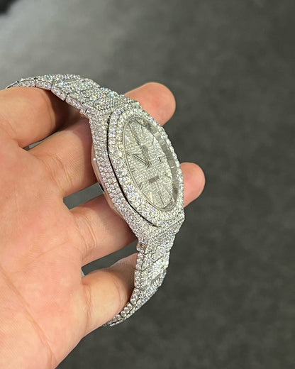 VVS1 D Moissanite Diamond Watch | Automatic Movement Watch | Fully Iced out Watch | Stainless Steel Watch | Moissanite Studded Diamond Watch