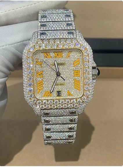 VVS Moissanite Diamond Watch, Iced Out Men's Automatic Movement Wristwatch, Luxury Diamond Watch For Him, Hip Hop Jewelry For Him