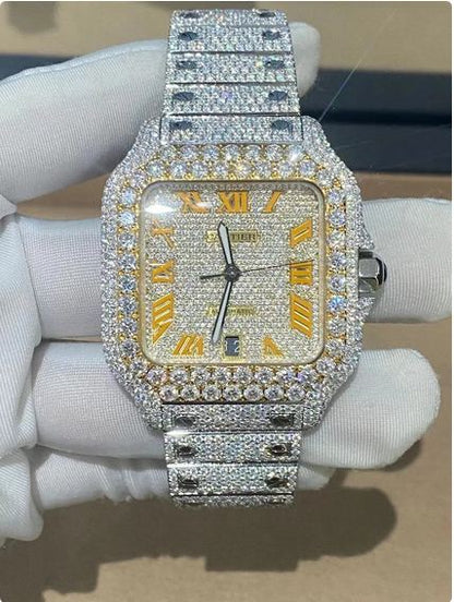 VVS Moissanite Diamond Watch, Iced Out Men's Automatic Movement Wristwatch, Luxury Diamond Watch For Him, Hip Hop Jewelry For Him