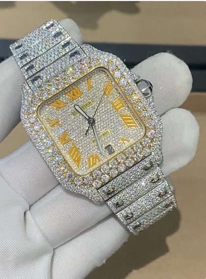 VVS Moissanite Diamond Watch, Iced Out Men's Automatic Movement Wristwatch, Luxury Diamond Watch For Him, Hip Hop Jewelry For Him