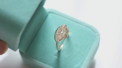 14k Yellow Gold Moissanite Marquis East West Ring